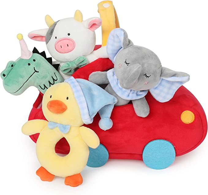 Custom Soft Baby Rattle for Newborns Plush Stuffed Animals Rattle Shaker Set for Infants Shower Gifts for Boys Shaker Teether