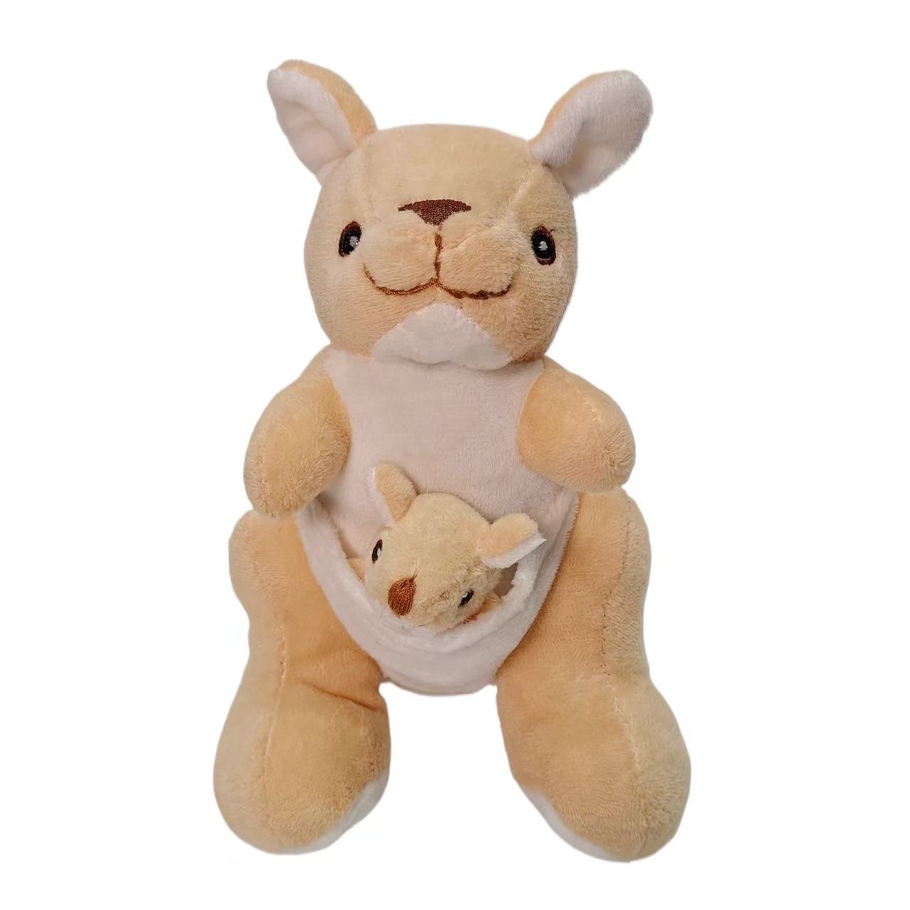 Super Soft Cozy Mom Baby Stuffed Animal Doll Embroidered Soft Plush Toy Kangaroo with PP Cotton Filling for Kids Gifts