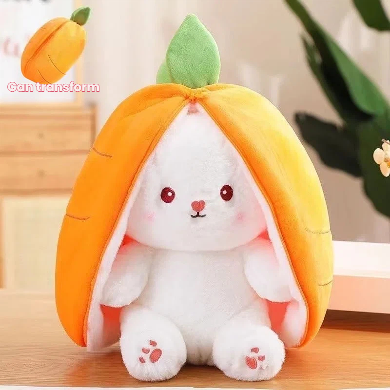 2 in 1 Carrot Strawberry Rabbit Soft Stuffed Animals Plush Animal Toys Kids Pillow Strawberry Bunny Plush Stuffed Animals Toys