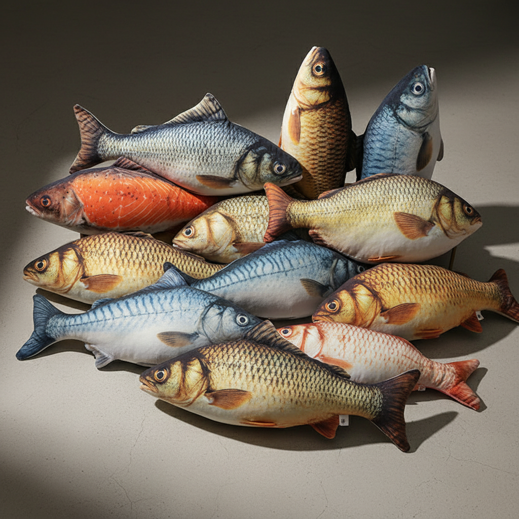 Realistic 3D Fish Plush Toy Simulation Carp Salmon Pillow Soft Stuffed Animal Cat Kicker Interactive Pet Supplies Funny Gift