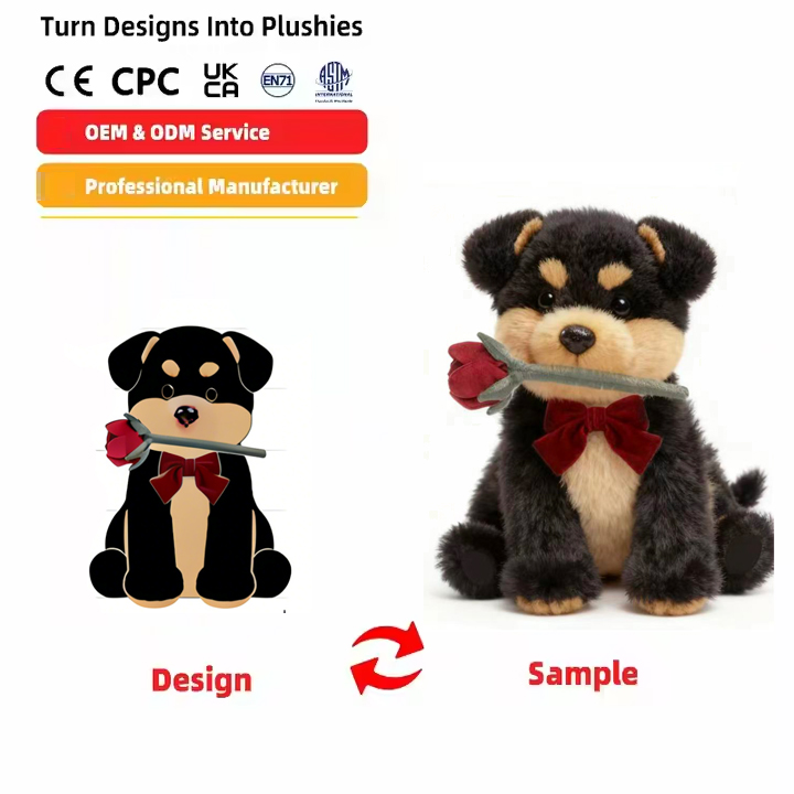 Wholesale Custom High Quality OEM/ODM Valentines Dog Toy Children Cute Soft Dog Plush Toy Rose Toy