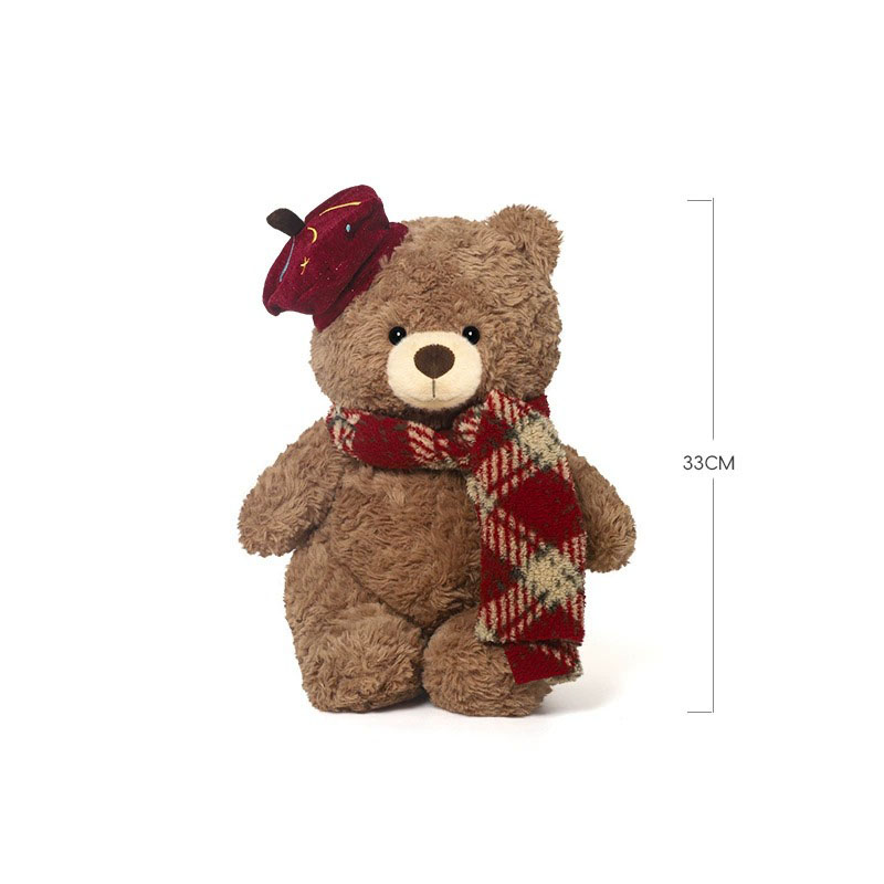 High Quality Super Soft Plush Cute Teddy Bear Scarf Christmas Plush Doll with Moving Ears Customizable Size &amp; Color Xmas Gift