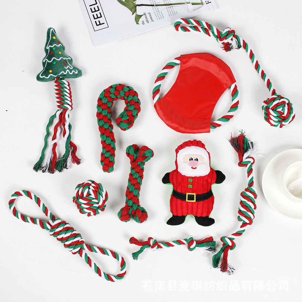 China Factory Wholesale High Quality For Bestseller Dog Cotton Rope Knot Teething Toy Set Christmas Gift