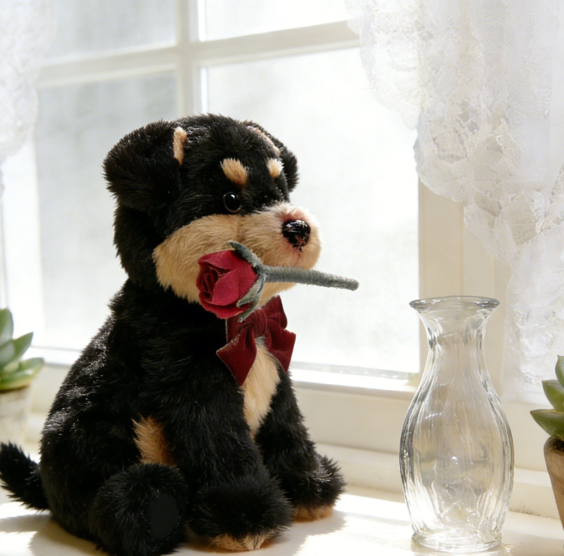 Wholesale Custom High Quality OEM/ODM Valentines Dog Toy Children Cute Soft Dog Plush Toy Rose Toy
