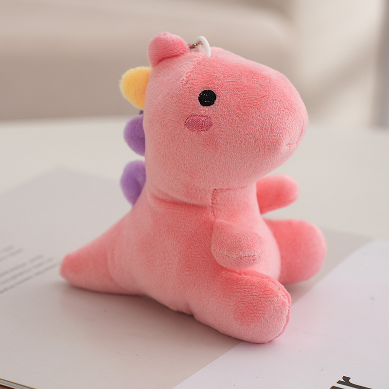 Mini Cartoon 12cm Dinosaur Plush Light Keychain Soft Toy for Kids Gift