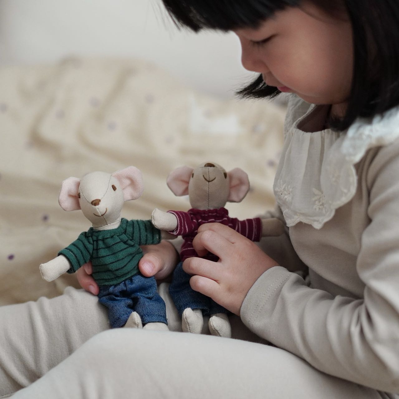 Nordic Style Mouse Hand Puppet Cotton-Linen Plush Toy for Pretend for Play &amp; Early Learning Educational Birthday Gift