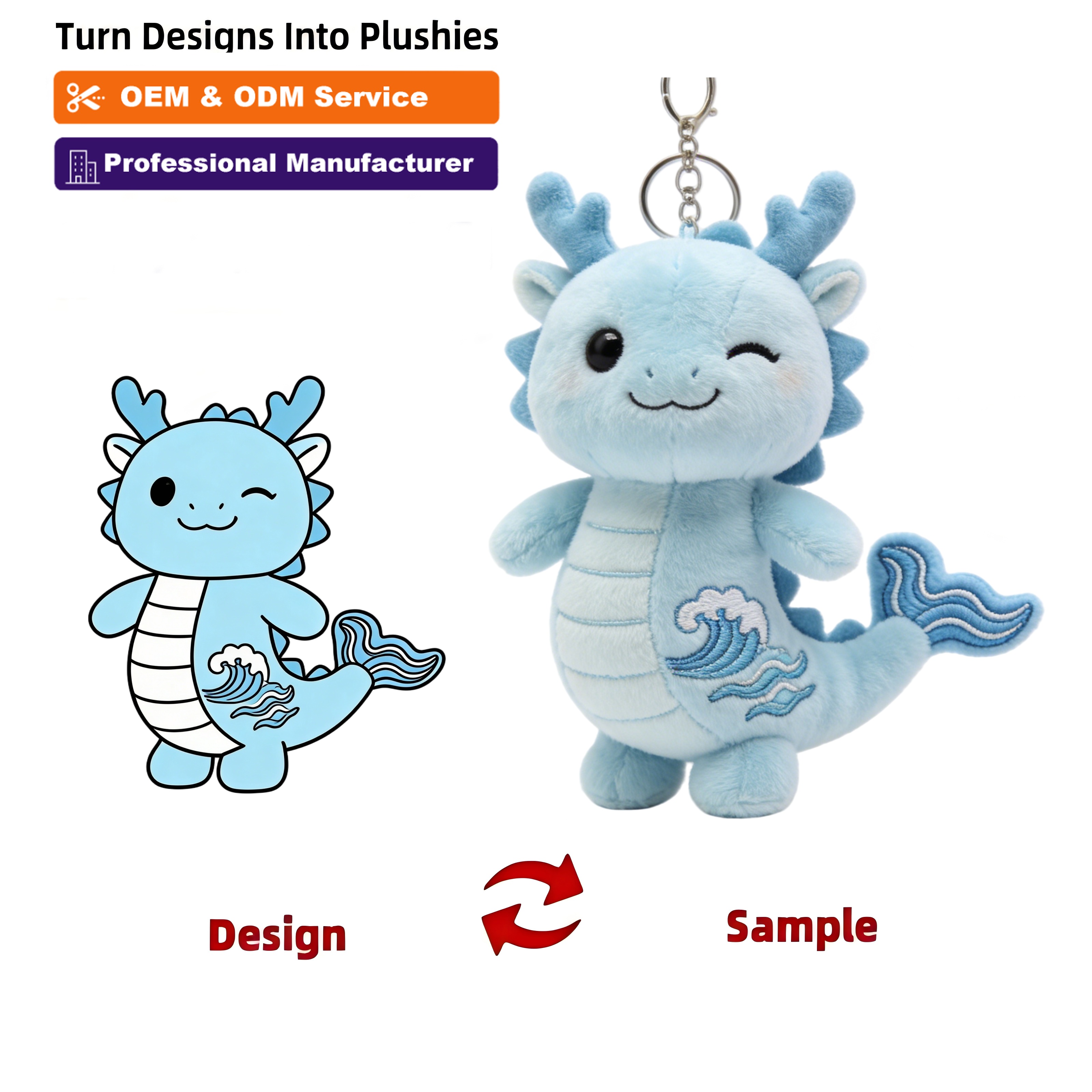 Peluches Personalizados 100pcs Dragon Educational Toys Custom Plush Keychains Toys