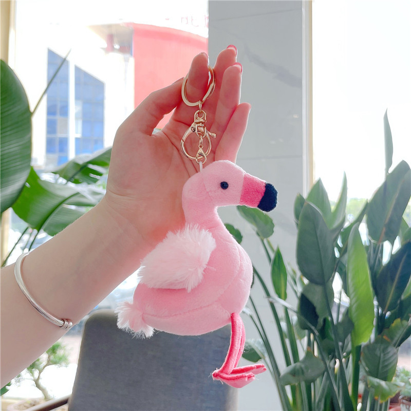 Wholesale Oem Cute Soft Lovely Cartoon Pendant Flamingo Doll Toys Plush Keychains for Kids Children