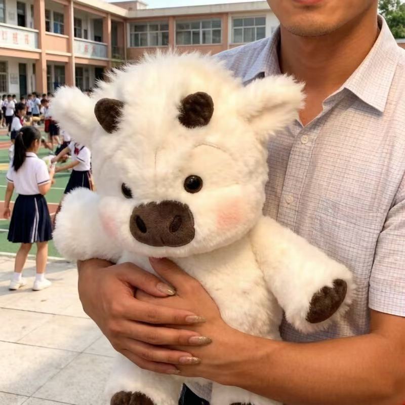 Factory Direct Cute Plush Toys Soft Toys Cream White Highland Cow Stuffed Animals Plush Toys for Kids Gift
