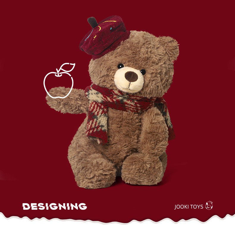 High Quality Super Soft Plush Cute Teddy Bear Scarf Christmas Plush Doll with Moving Ears Customizable Size &amp; Color Xmas Gift