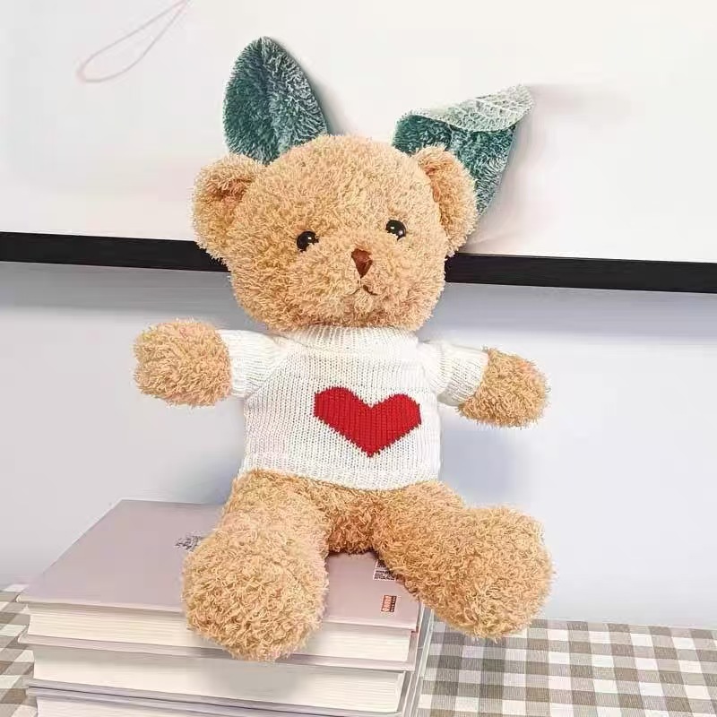 Hot Valentine's Day Super Soft PP Cotton Teddy Bear Plush Toy Bedtime Stuffed Animal Love Doll Heart Sweater Perfect Gift Your