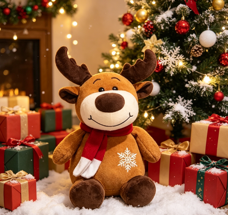 Bulk Pack Stuffed Animals Christmas Plush Toys Santa Reindeer Soft PP Cotton Filling Promotional Holiday Gifts