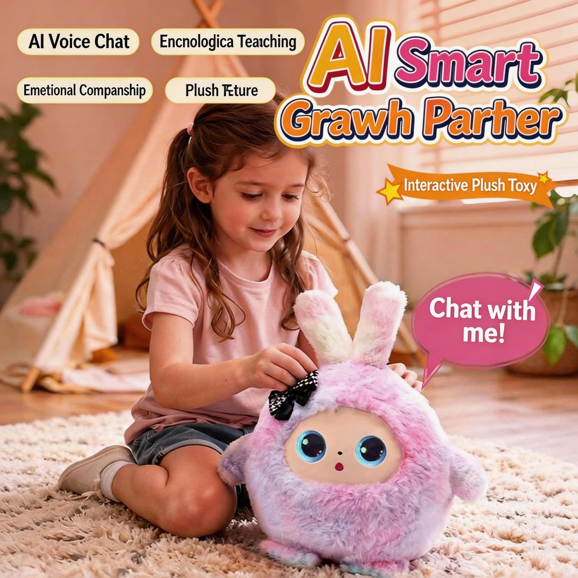 Cross-border AI Toy Plush Doll Interactive AI Conversation Multi-language Intelligent Robot Children's Educational Early