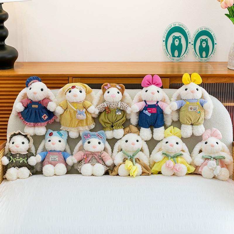 Adorable Girly Princess Heart Hanging Ear Rabbit Pastoral Series Plush Toy Chirp Mesh Stress Relief Doll Super Soft Plush
