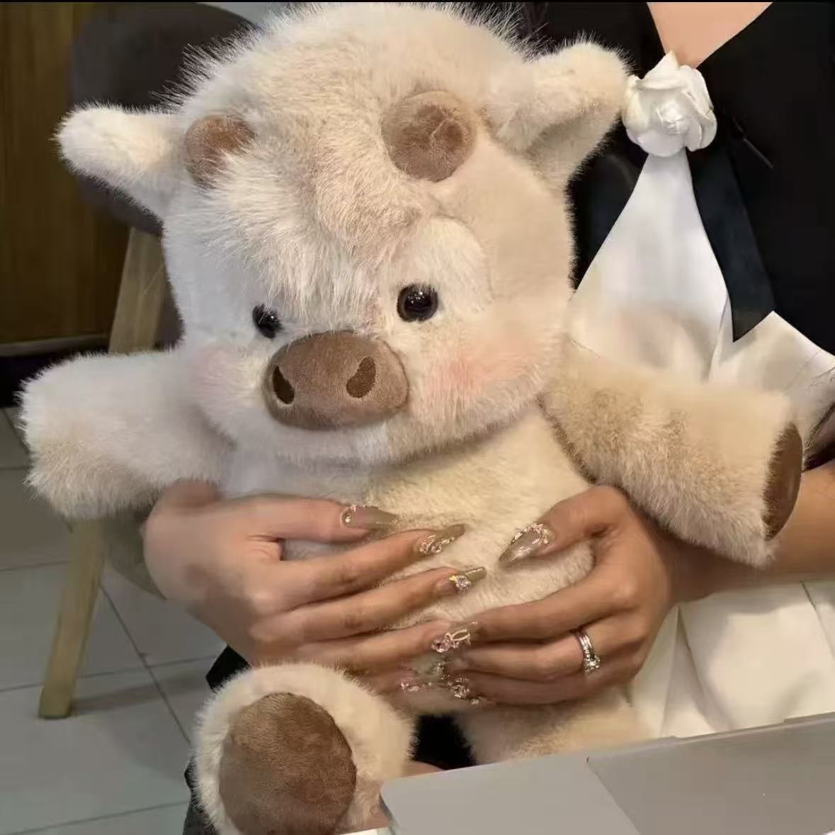Factory Direct Cute Plush Toys Soft Toys Cream White Highland Cow Stuffed Animals Plush Toys for Kids Gift