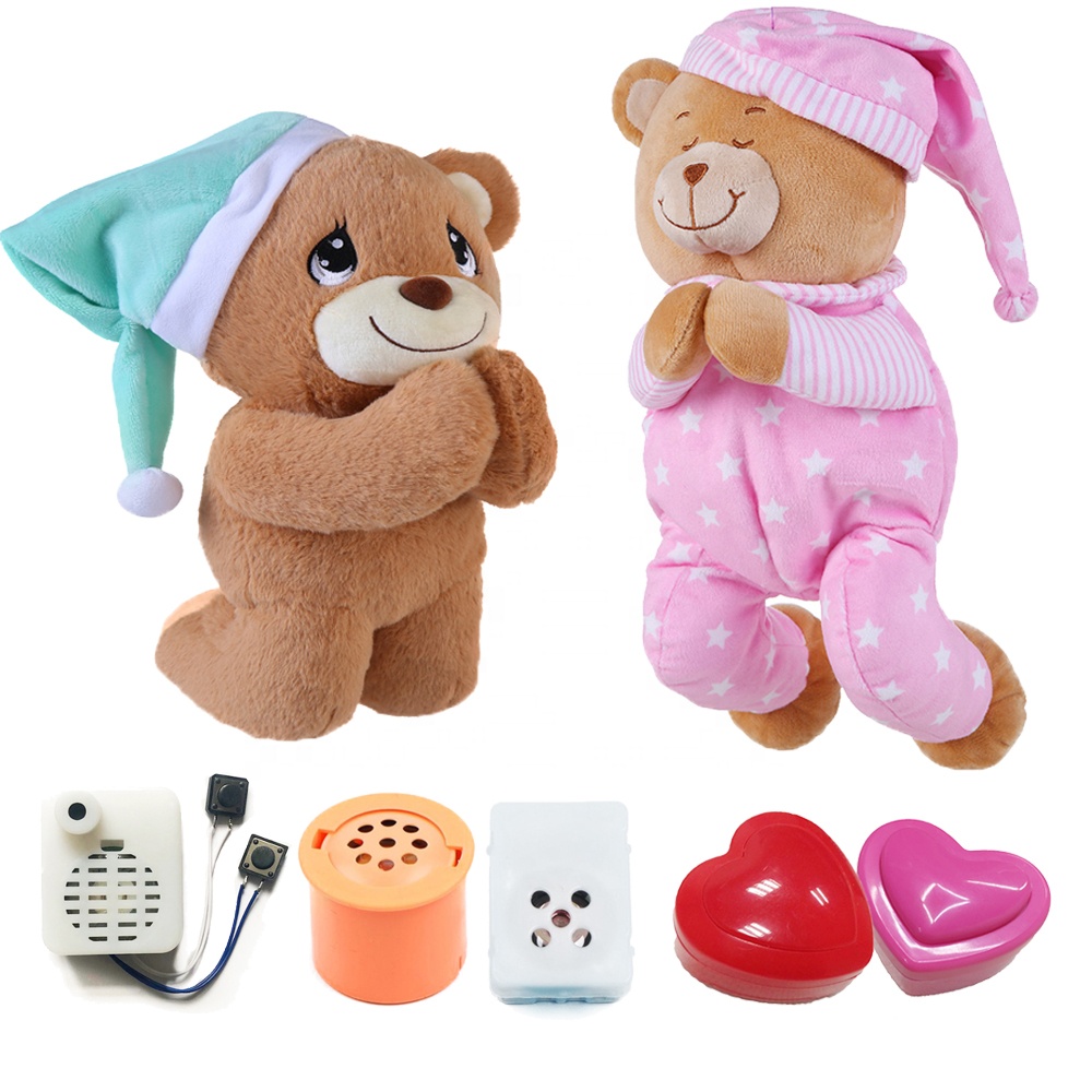 Custom Plush Record Your Voice Plush Animal Toys OEM Design Teddy Bear With Recording Heart Beat