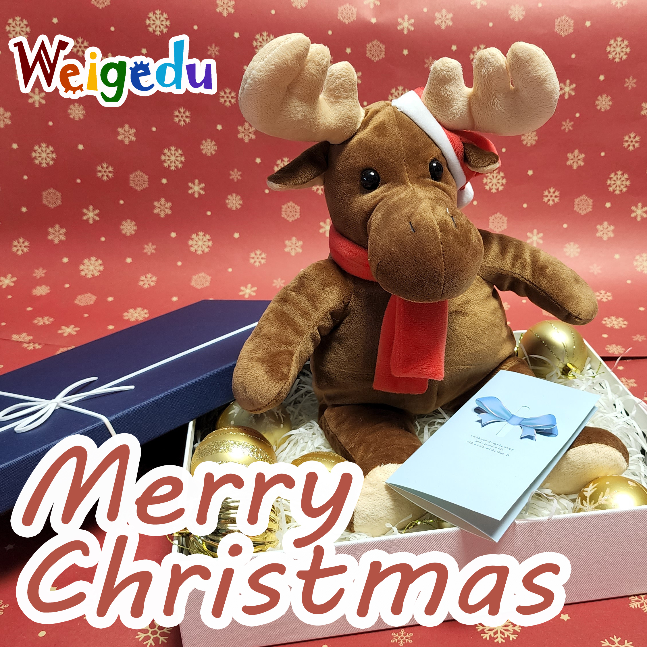 Wholesale Plush Moose Toy Soft Stuffed Reindeer Plush with Christmas Hat Cute Holiday Decoration Bulk Animal Toy for Christmas