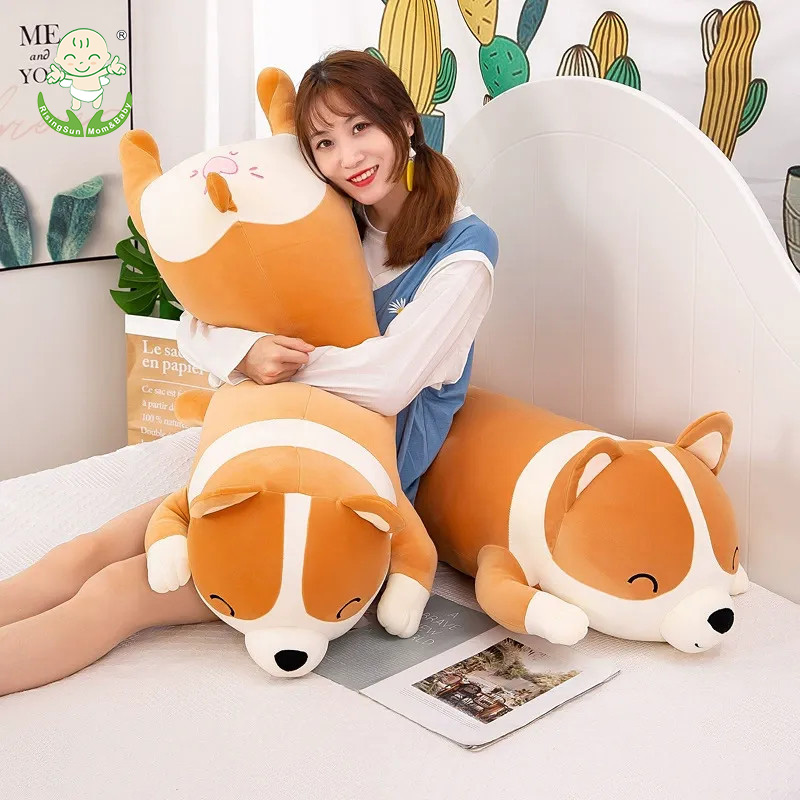 Corgi Dog Plush Toy Big Long Corgi Throw Pillow Clamp Leg Hug Big Stuffed Animal Doll Soft Fabric Decorations Valentine's Day