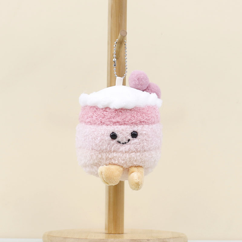Wholesale Cute Mini Fluffy Cake Plush Pendant Keychain Plushie Pastry Figurine Soft Toy Doll OEM ODM Stuffed Animal for Children