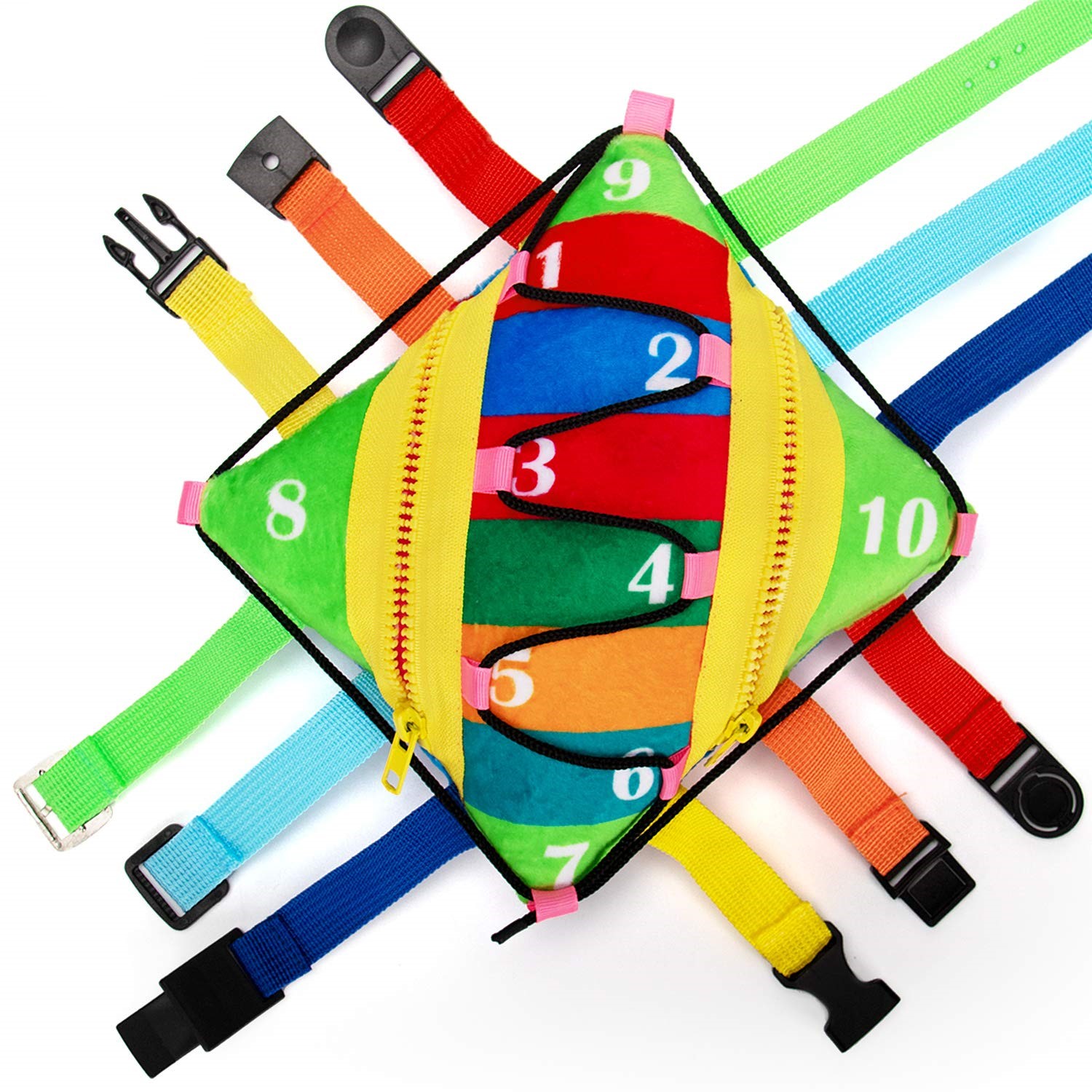 Sensory Plush Education Pillow Toys for Children Learning Fine Motor Skill Problem Solving Buckles Educational Travel Toy