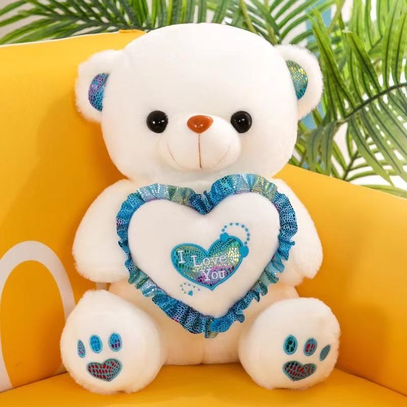 Valentine Teddy Bear Plush - Custom Heart Love Design, Soft Stuffed Animal Gift for Girlfriend
