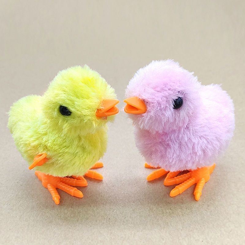 Classic Plush Chicken Kids Educational Toy Clockwork Jumping Walking Chicks Toys Baby Gifts Random Color