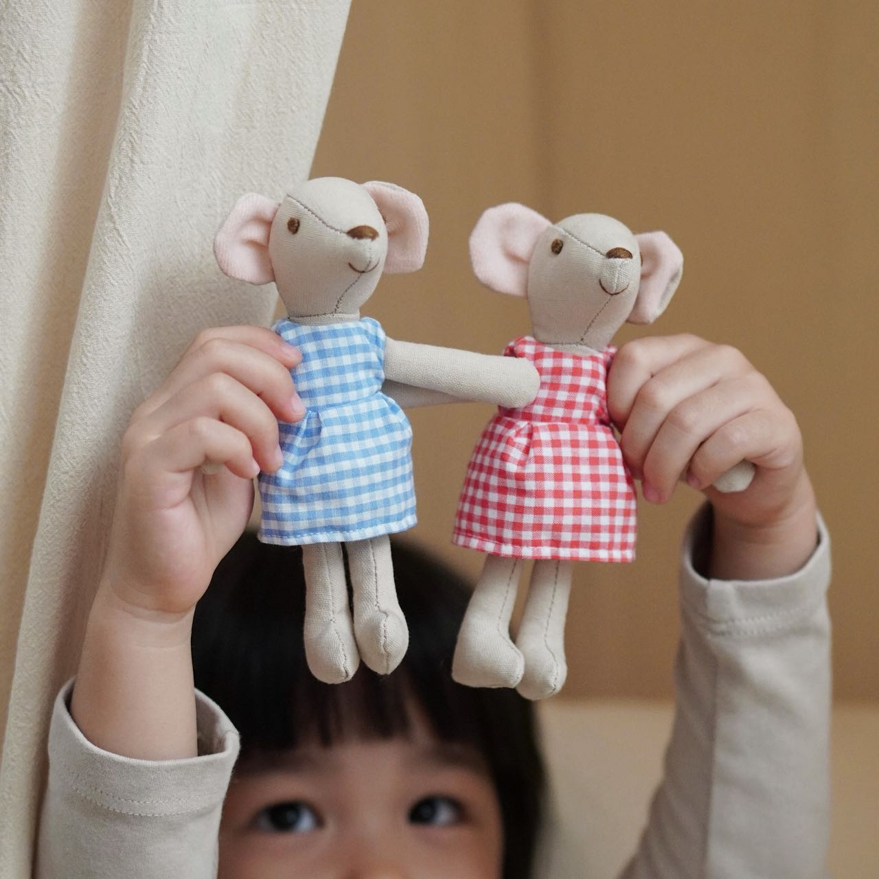 Nordic Style Mouse Hand Puppet Cotton-Linen Plush Toy for Pretend for Play &amp; Early Learning Educational Birthday Gift