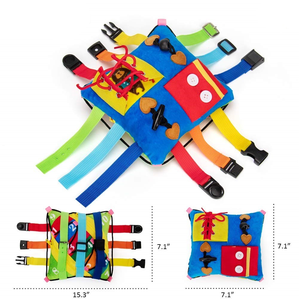 Sensory Plush Education Pillow Toys for Children Learning Fine Motor Skill Problem Solving Buckles Educational Travel Toy