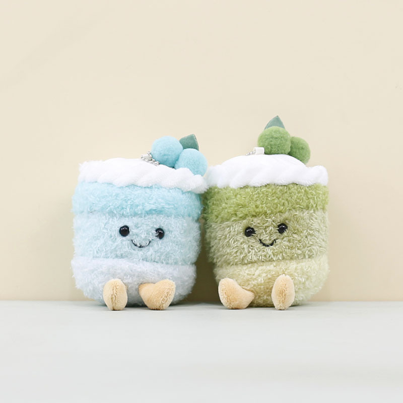 Wholesale Cute Mini Fluffy Cake Plush Pendant Keychain Plushie Pastry Figurine Soft Toy Doll OEM ODM Stuffed Animal for Children