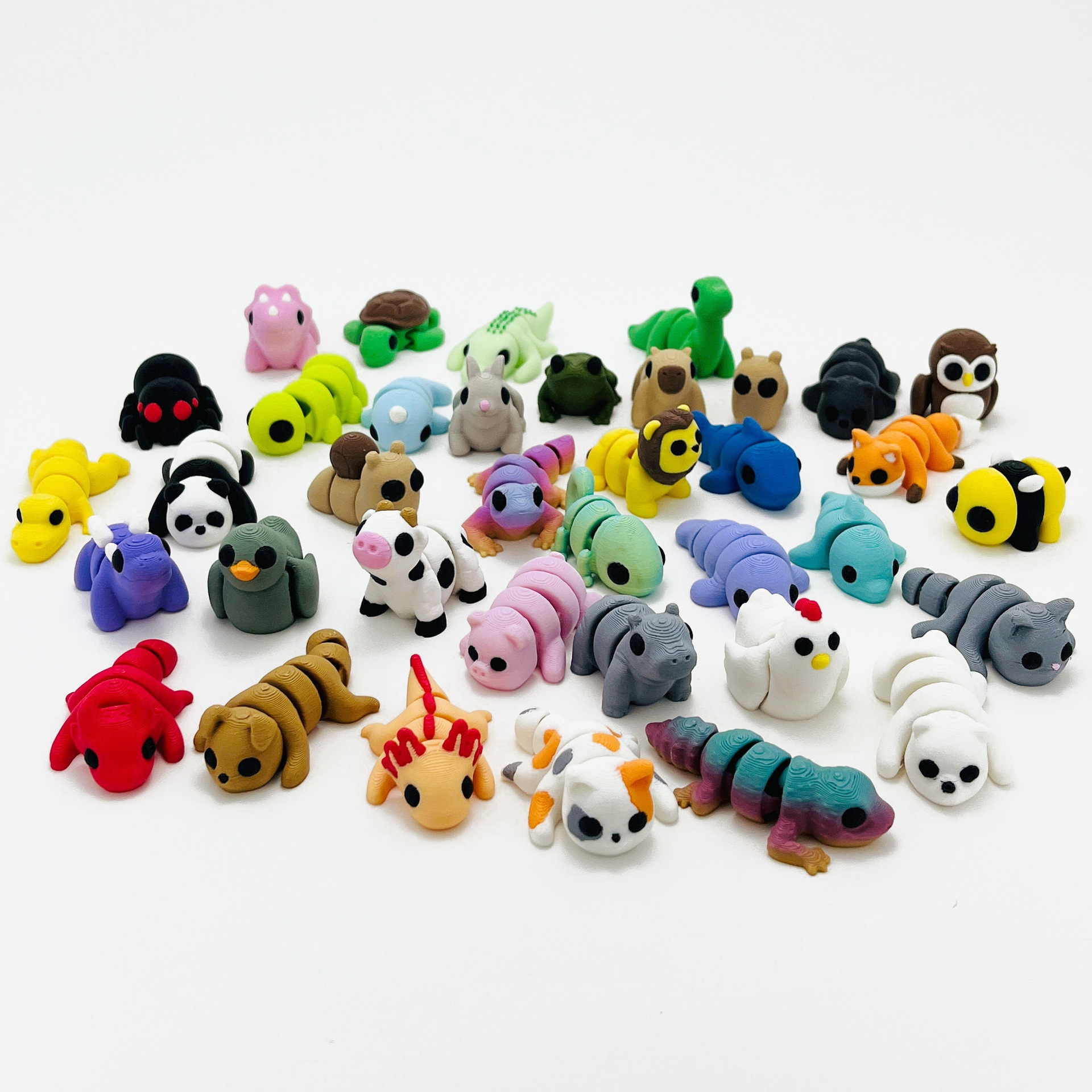 3d Printed Mini Animal Cartoon Model, Micro-sized Multi-colored Animal Pendant Decorative Ornament 2-5cm