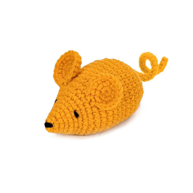 New Handmade Crochet Plush Mouse Cat Dog Interactive Movement Biting Woolen Animal Pet Chew Toy