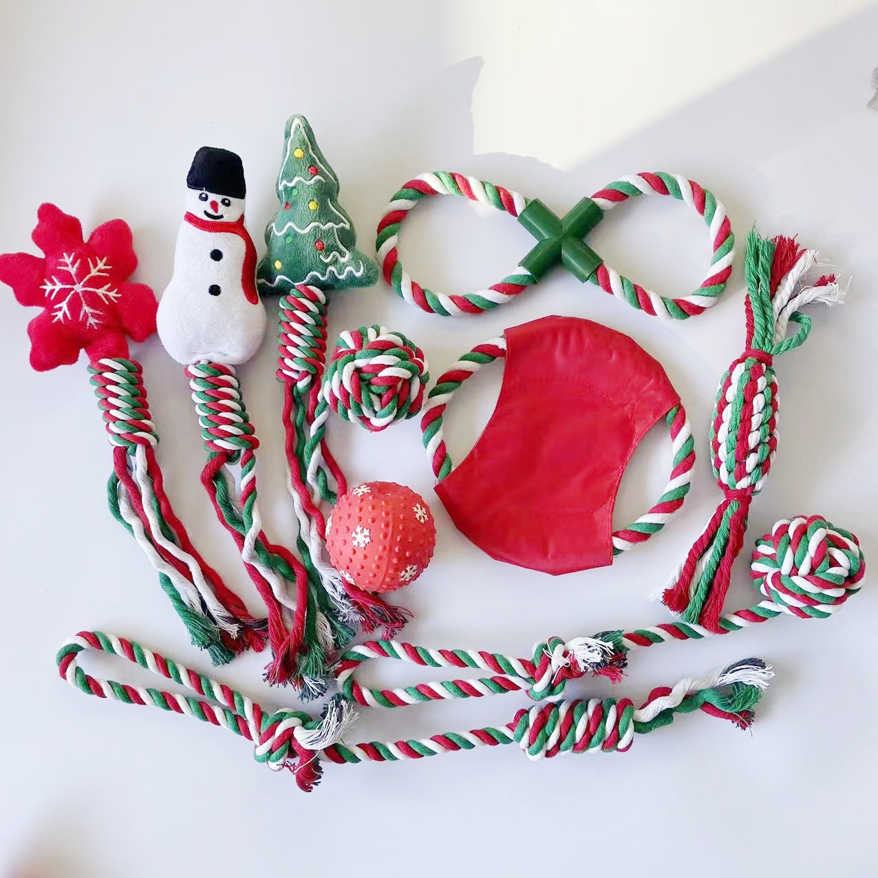 China Factory Wholesale High Quality For Bestseller Dog Cotton Rope Knot Teething Toy Set Christmas Gift