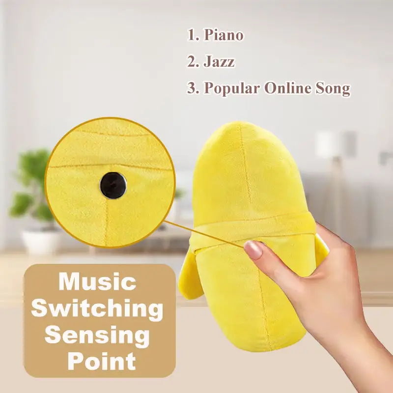 KSF TikTok Inductive Beat Music Banana Plush Toys Baby Educational Musical Learning Animal Doll Soft Stuffed Banana PP Cotton