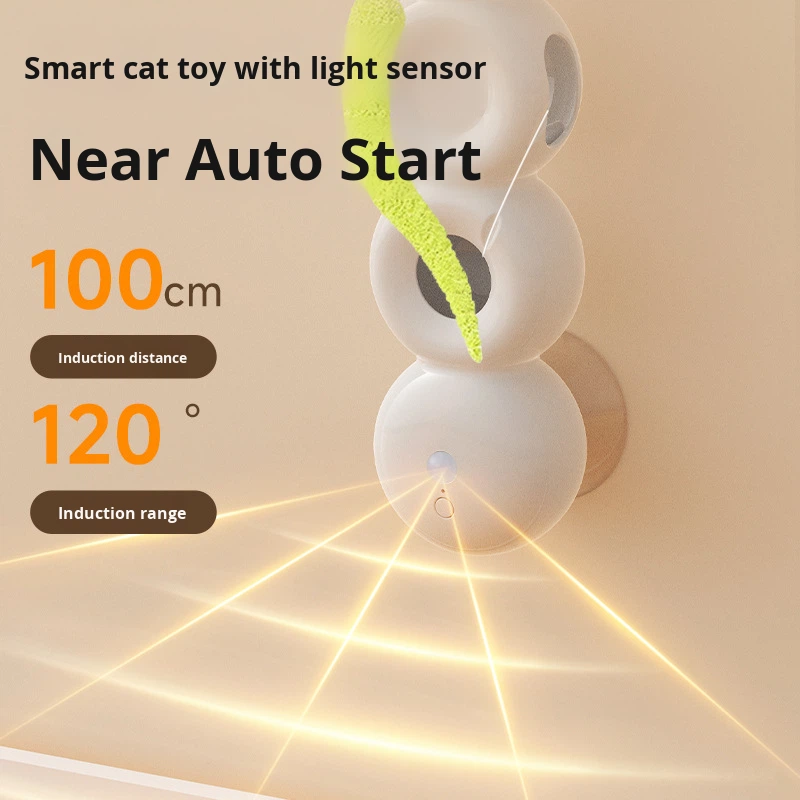 Evernew Luxury Modern Cartoon Cat Teaser Toy ABS Material Exercise Self-Entertaining Boredom-Relieving Automatic Feather Suction