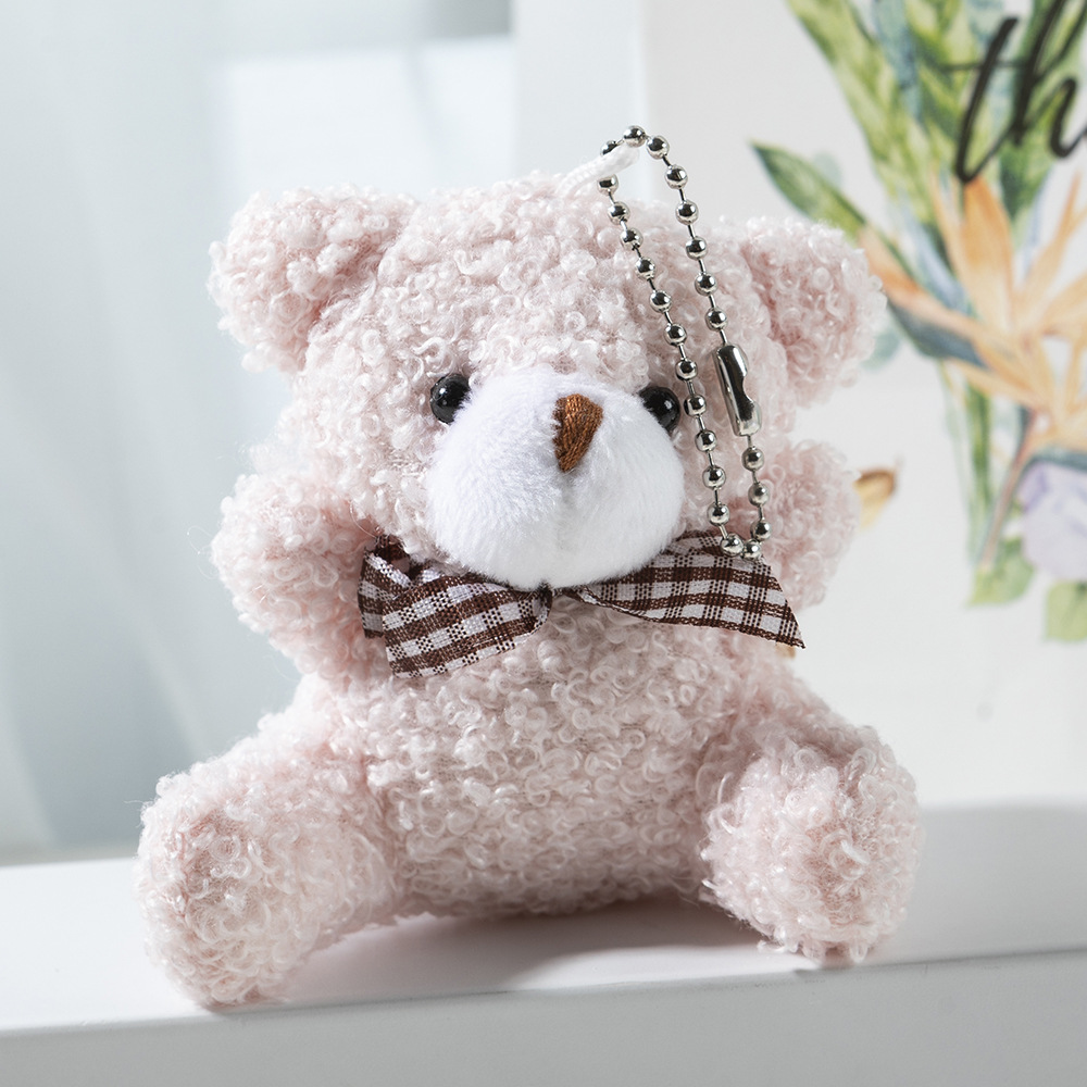 Cute Cartoon Mini Bow Tie Bear 3D Soft PP Cotton Plush Toy Bag Car Keychain Pendant Doll Wholesale