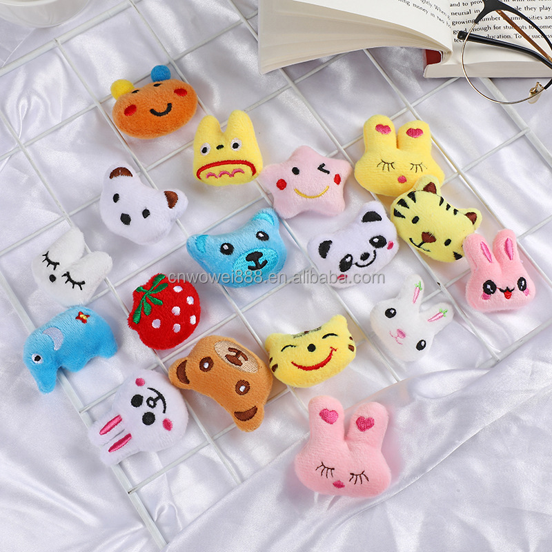 WOWEI Mini Plush Cartoon Animal Head Cute Small Stuffed Animal Plush Keychain Decorations for Easter Themed Party Favors