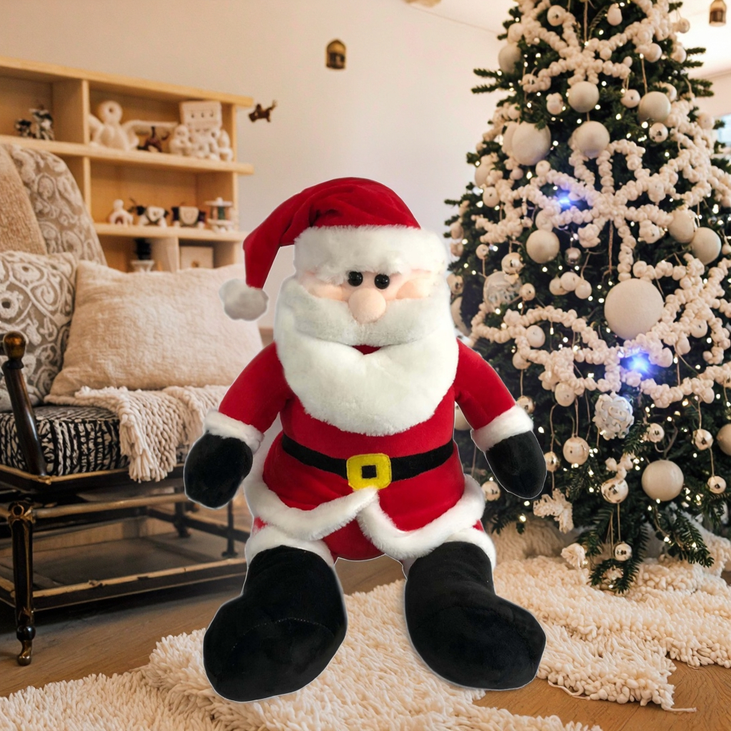 Customized Christmas Santa Plush Stuffed Animal Toys Wholesale Fabric Animals PP Cotton Embroidered Mesh for Holiday Decorations
