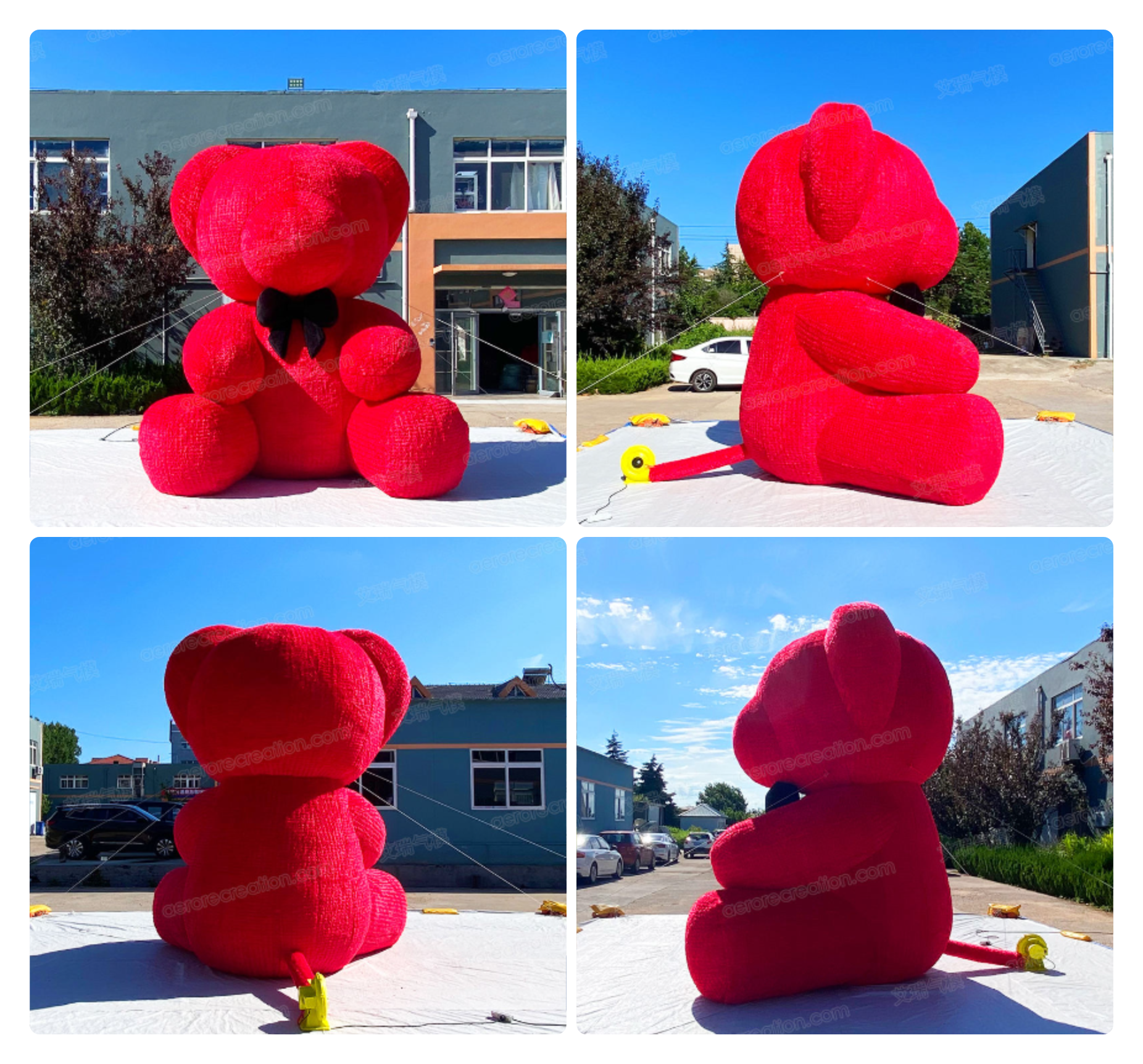 Aero Stage Giant Blow Up Cartoon Bear Romantic Red Plush Custom Inflatable Cartoon Teddy Bear Mascot