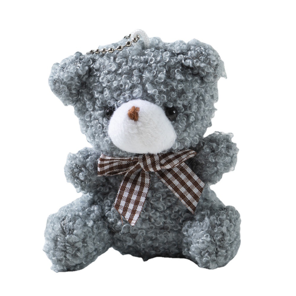 Cute Cartoon Mini Bow Tie Bear 3D Soft PP Cotton Plush Toy Bag Car Keychain Pendant Doll Wholesale