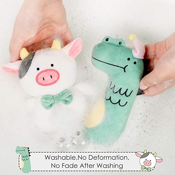 Custom Soft Baby Rattle for Newborns Plush Stuffed Animals Rattle Shaker Set for Infants Shower Gifts for Boys Shaker Teether