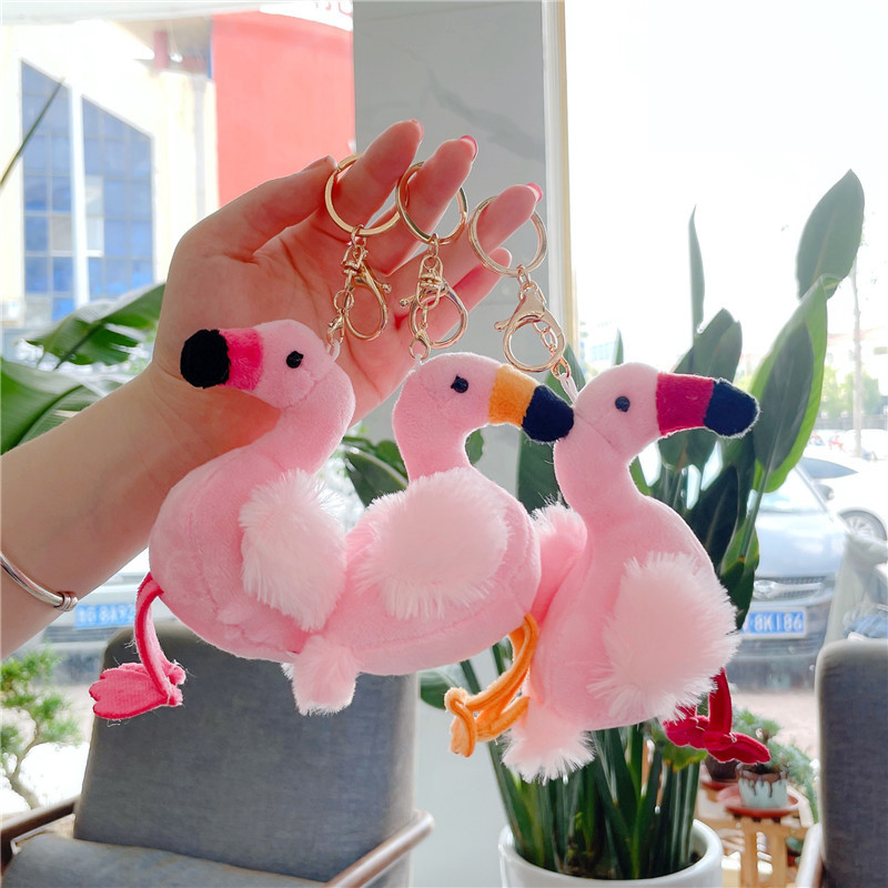 Wholesale Oem Cute Soft Lovely Cartoon Pendant Flamingo Doll Toys Plush Keychains for Kids Children