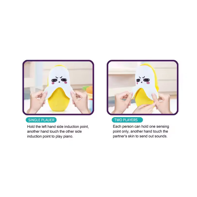 Wholesale Hot Selling Electronic Music Toy Dolls Banana Plush Toys Touch Sensitive Plush Toys Fruit Sensing Pianos For Children