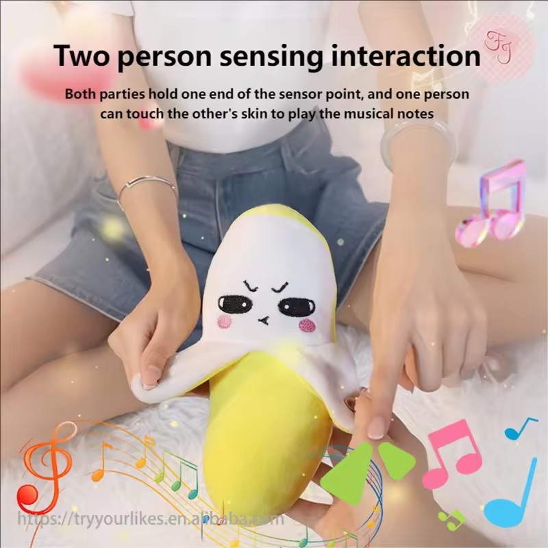 Educational Musical Learning Fruit Piano PP Cotton Embroidered Super Soft Body Inductive Beat Music Banana Plush Toys for Ages