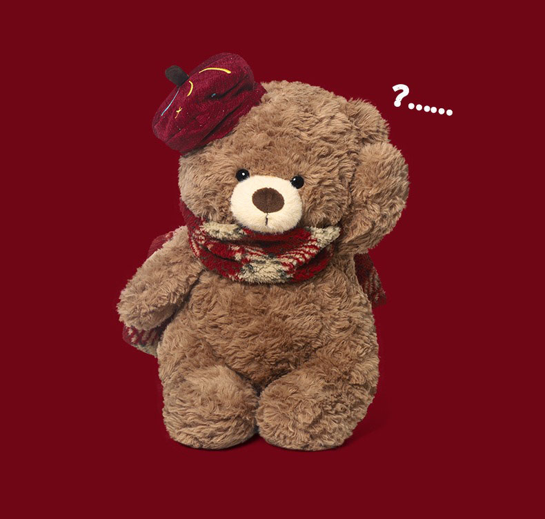 High Quality Super Soft Plush Cute Teddy Bear Scarf Christmas Plush Doll with Moving Ears Customizable Size &amp; Color Xmas Gift