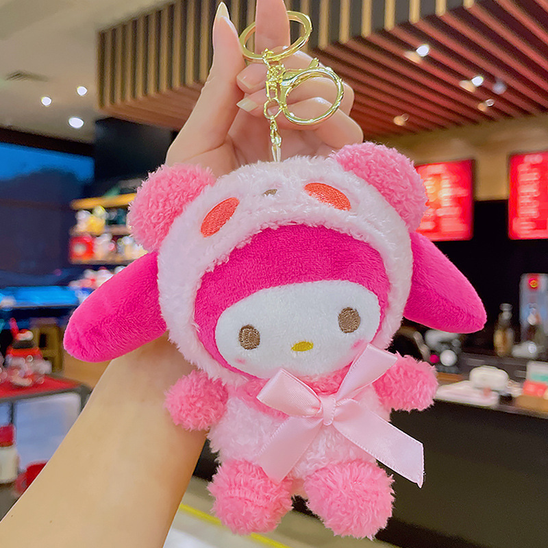 Kawaii Sa Nrio Plush Keychain 5in Cute Anime Plush Doll Pendant Gift Soft Kromi My Melo Kitty Plush Toys