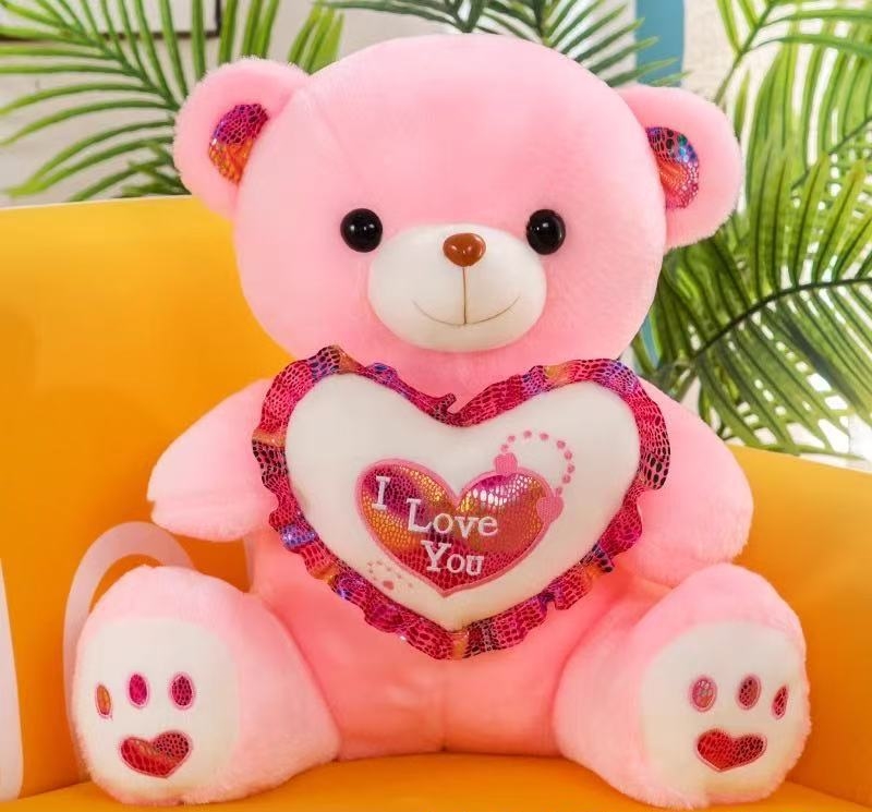 Valentine Teddy Bear Plush - Custom Heart Love Design, Soft Stuffed Animal Gift for Girlfriend