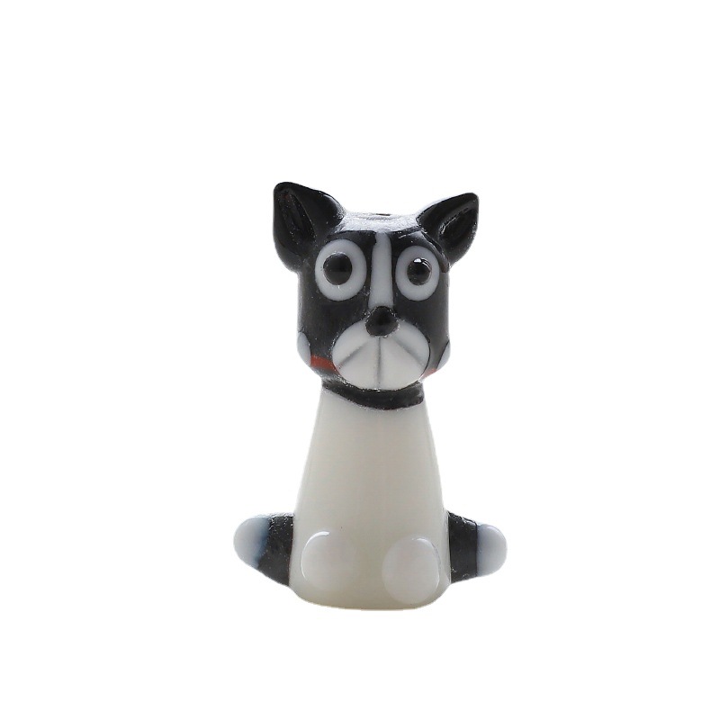 Cute Teddy Corgi Puppy Kitten Bear Animal Ornaments Creative Home Cartoon Glass Lampworking Craft Mini Tabletop Decorations