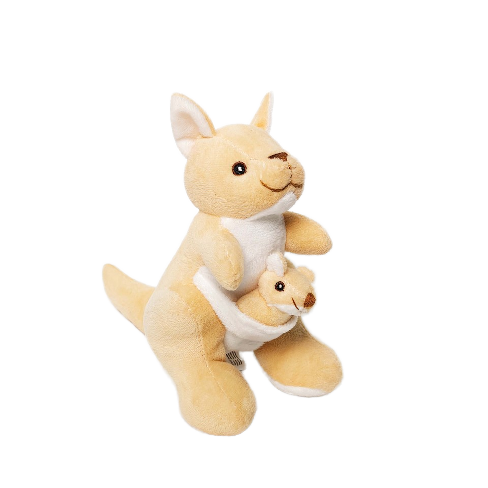Super Soft Cozy Mom Baby Stuffed Animal Doll Embroidered Soft Plush Toy Kangaroo with PP Cotton Filling for Kids Gifts