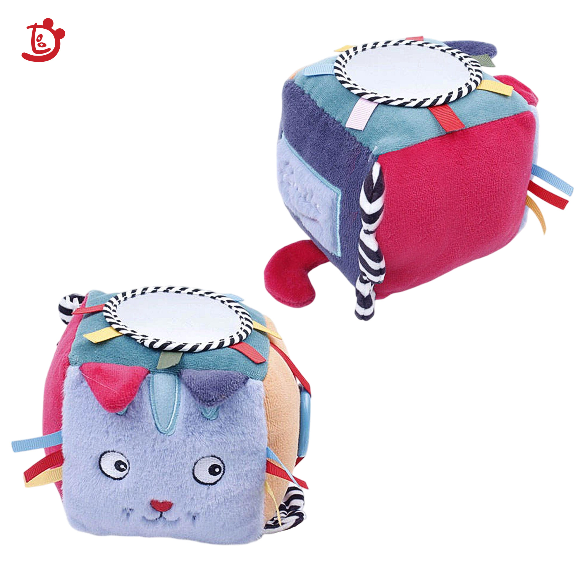 Newborn Educational Musical Soft Plush Toys with Mirror Sensory Three-Dimensional Rattle for 0-24 Months Old