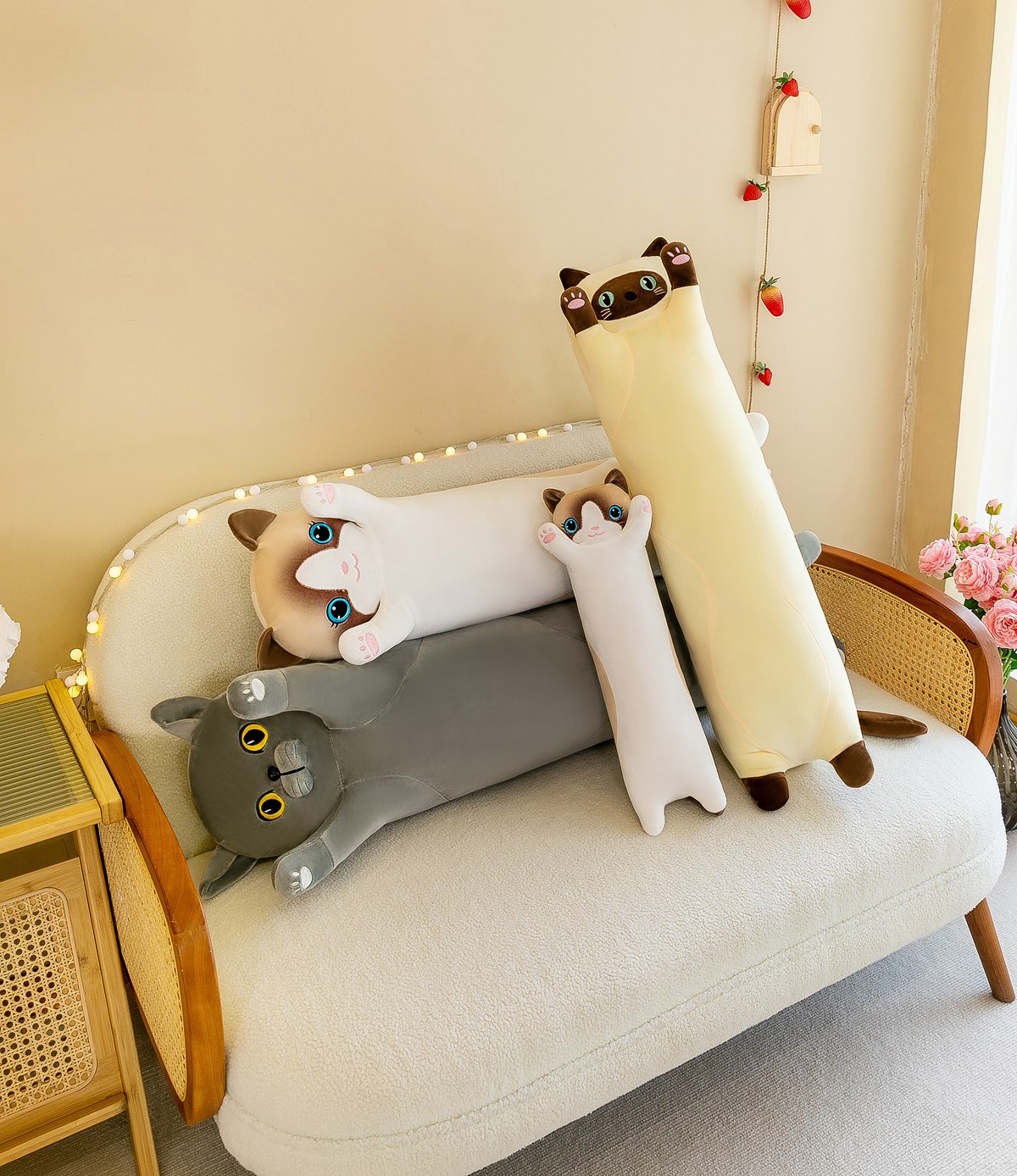 Baby Kids Toys Soft Cat Pillow Plush Big Hugging Plush Pillow Cartoon Long Cat Plush Pillow